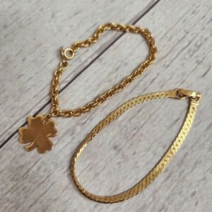 Gold-Tone Clover Charm Bracelet Set - Women Jewelry